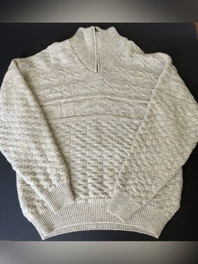 Vintage Norlender Norwegian Knit Pullover Sweater  Thick Wool 100% Wool Ivory XL